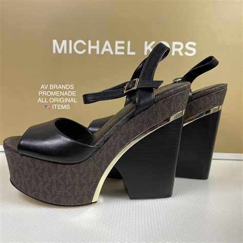 michael michael kors lana logo and leather wedge sandal|Michael Kors silver wedge sandals.